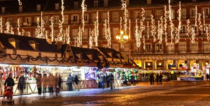 Kerstmarkt op Plaza Mayor, Madrid