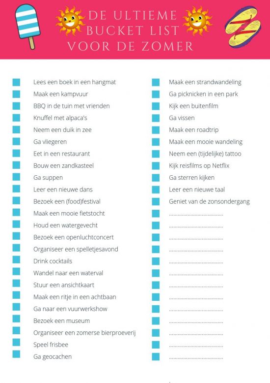 #freeprintable #zomer #bucketlist #summer