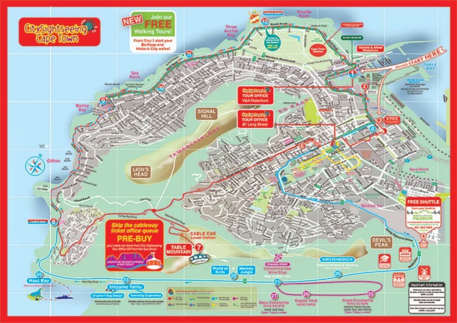 Hop on hop off city sightseeing bus in Kaapstad