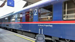 Nachttrein (Nightjet) naar Oostenrijk.