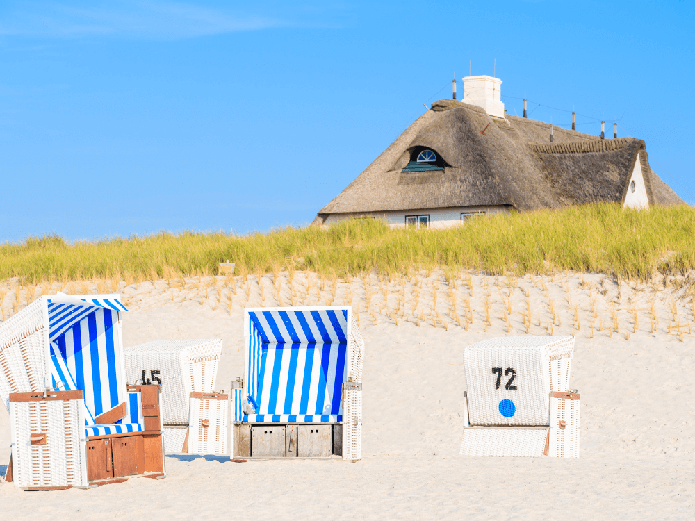 Het strand van Kampen op Sylt, Duitsland.