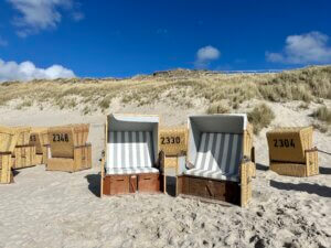 Het strand van Wenningstedt op Sylt, Duitsland.