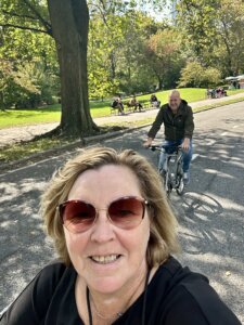 Mooie fietsroute in Central Park, New York.