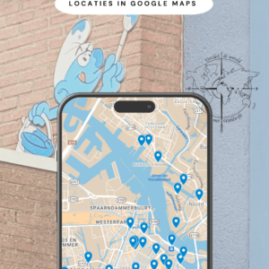 Plattegrond met de kunstwerken van Street Art Frankey in Amsterdam.