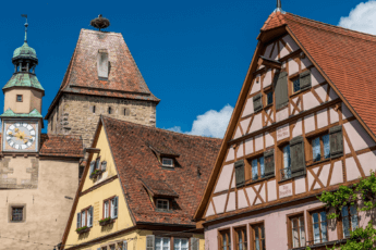 De mooiste bezienswaardigheden in Rothenburg ob der Tauber (Romantische Strasse, Duitsland).